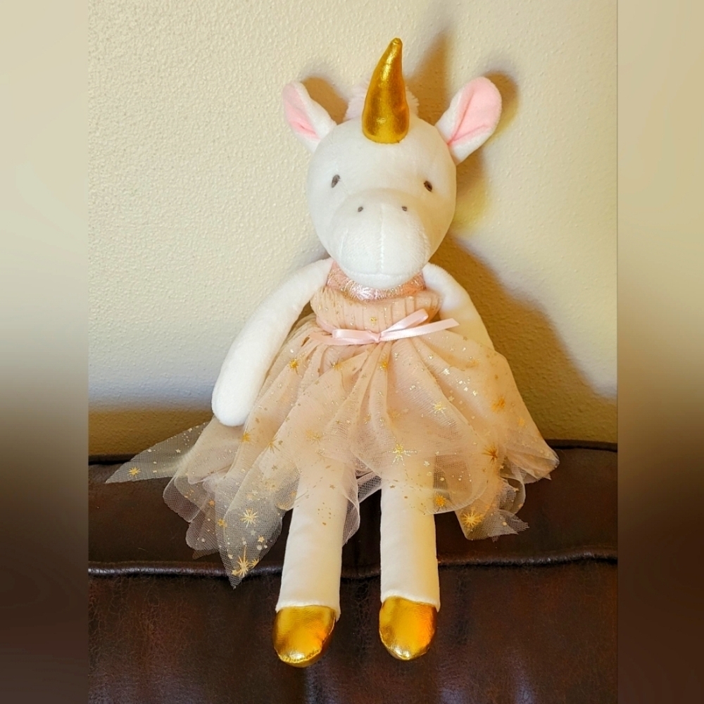 Stephen Joseph Pink and Gold Dress Plush Unicorn